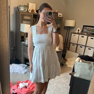 Abercrombie Smock Neck White Ruffled Dress